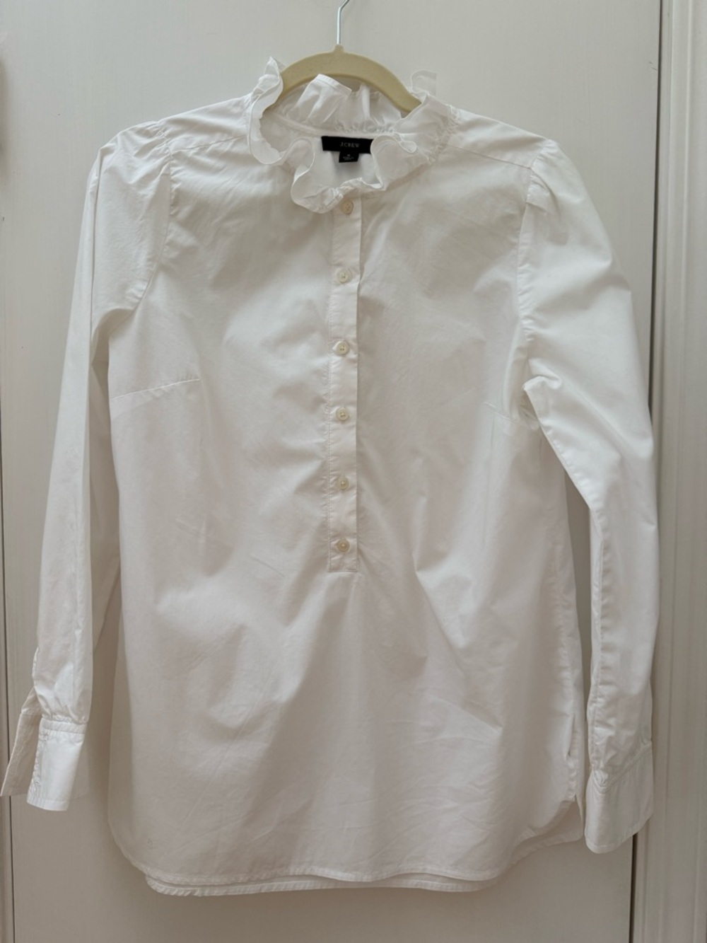 J. Crew White Ruffle Collar Popover Shirt, Size S - Picture 2 of 7